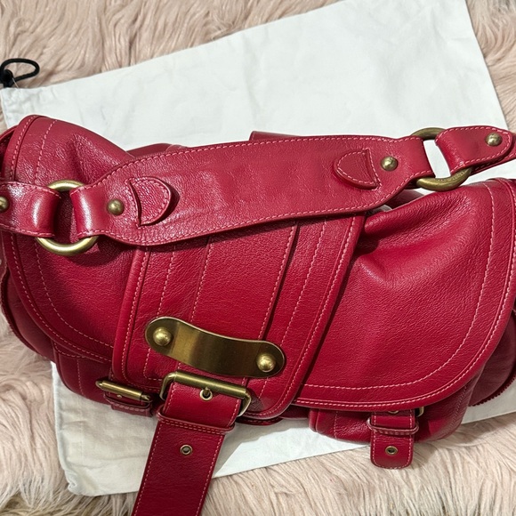 RARE Marc Jacobs Adina Leather Saddle Shoulder Bag red medium - Picture 12 of 12